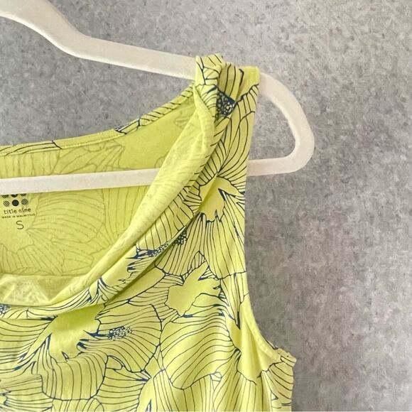 Title Nine Cotton Beach Dress S Yellow Blue Floral #OO - Picture 5 of 10